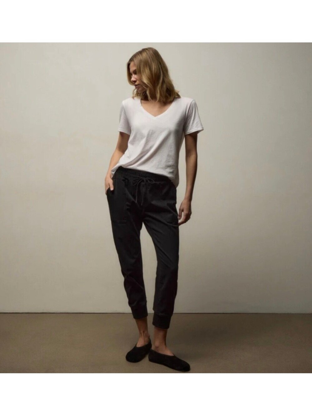 JAMES PERSE Mixed Media Cargo Utility Pants Black Size 1 Small